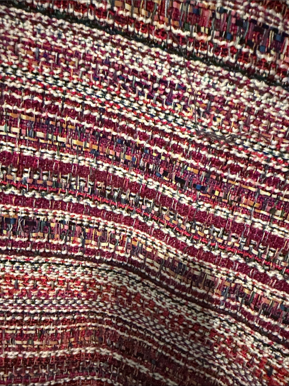 Halogen Pink and Red Multi-Textured Tweed Faux Wrap Mini Skirt with Side Ties - Picture 9 of 10